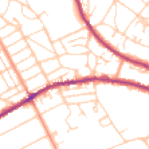 Daytime road noise heatmap for BN21 1HU