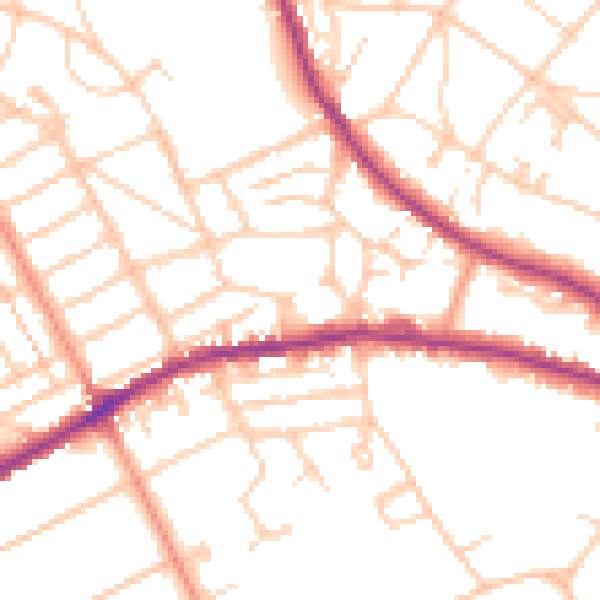 Daytime road noise heatmap for BN21 1HX