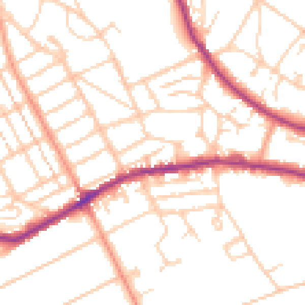Daytime road noise heatmap for BN21 1HY