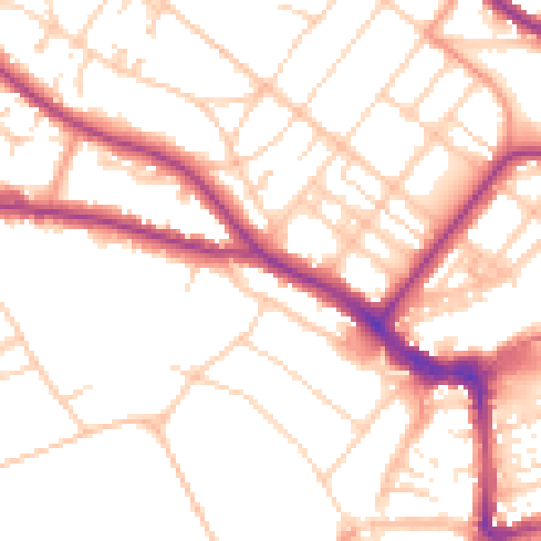 Daytime road noise heatmap for BN21 1LZ