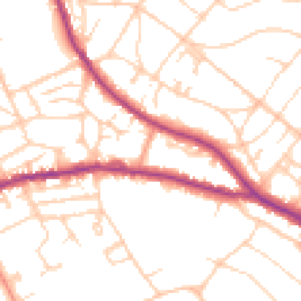 Daytime road noise heatmap for BN21 1NJ