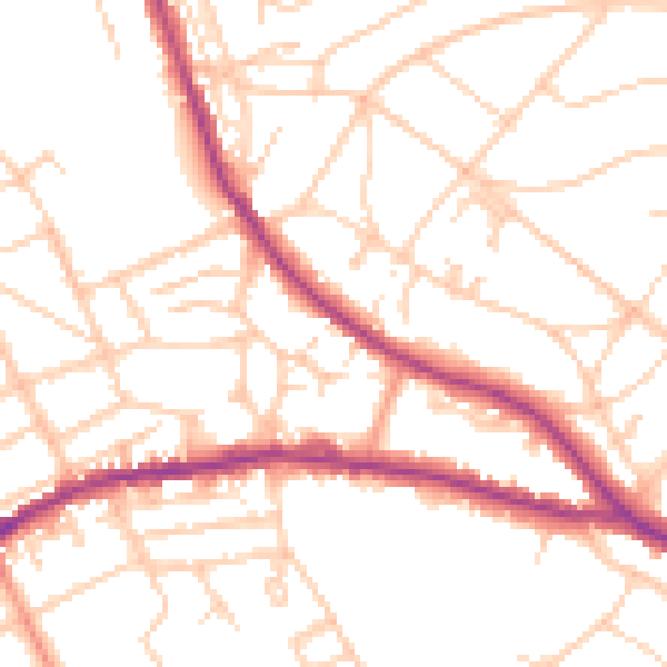 Daytime road noise heatmap for BN21 1NS