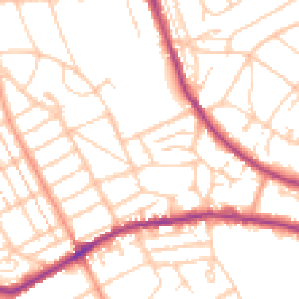 Daytime road noise heatmap for BN21 1PX