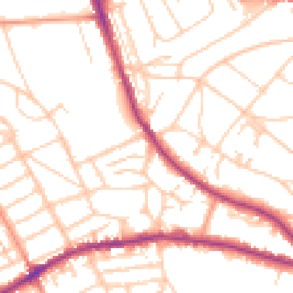 Daytime road noise heatmap for BN21 1QB