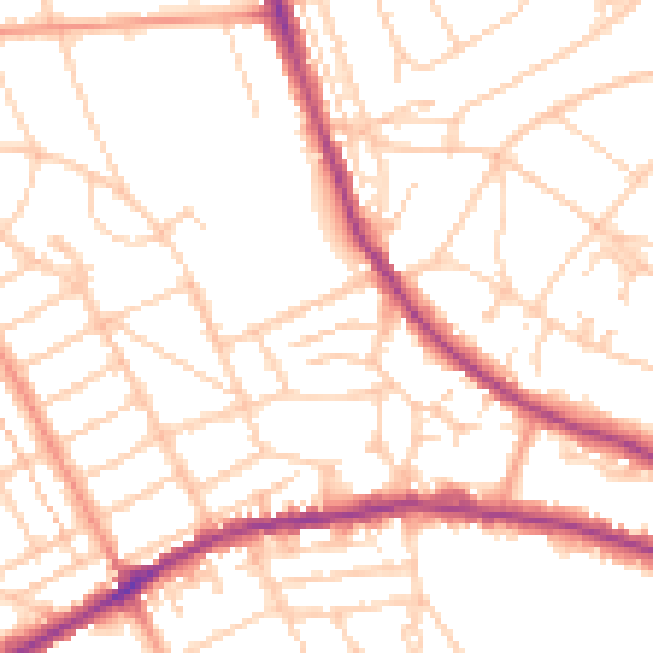 Daytime road noise heatmap for BN21 1QD