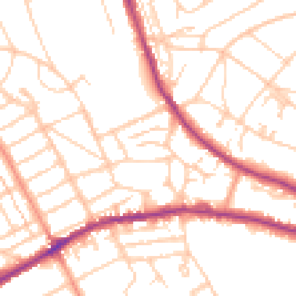 Daytime road noise heatmap for BN21 1QE