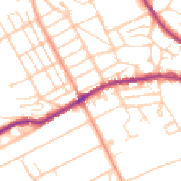 Daytime road noise heatmap for BN21 1QJ