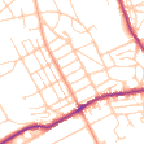 Daytime road noise heatmap for BN21 1RB