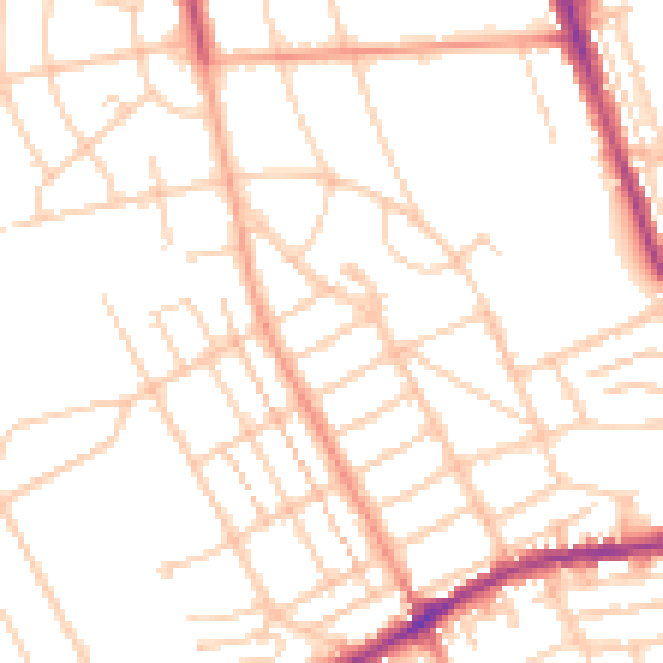 Daytime road noise heatmap for BN21 1RL