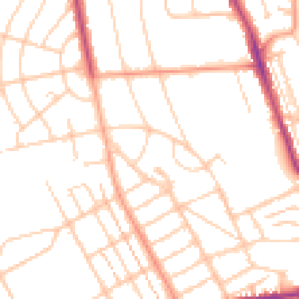 Daytime road noise heatmap for BN21 1RU