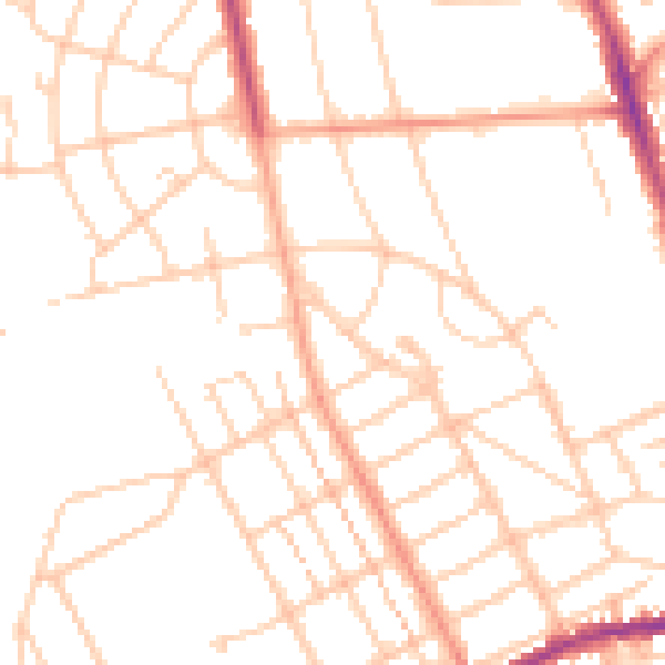 Daytime road noise heatmap for BN21 1SB