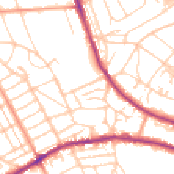 Daytime road noise heatmap for BN21 1TG