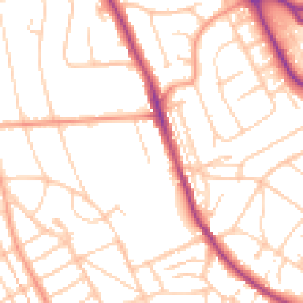 Daytime road noise heatmap for BN21 1UF