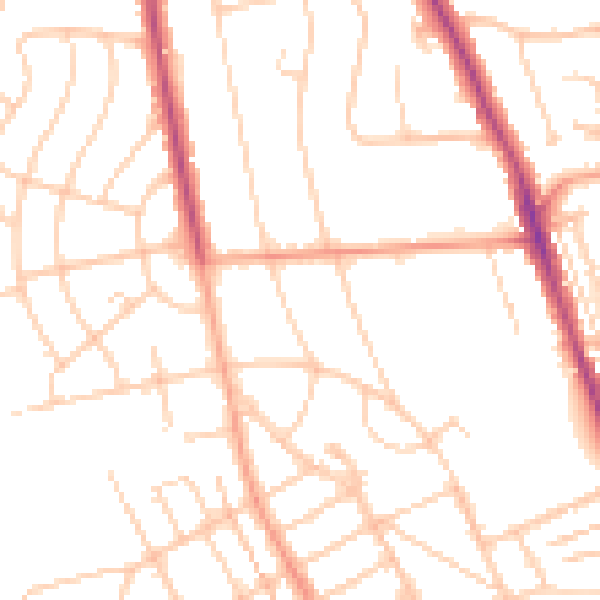 Daytime road noise heatmap for BN21 1UJ