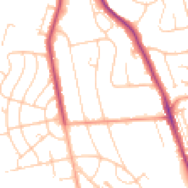 Daytime road noise heatmap for BN21 1UT
