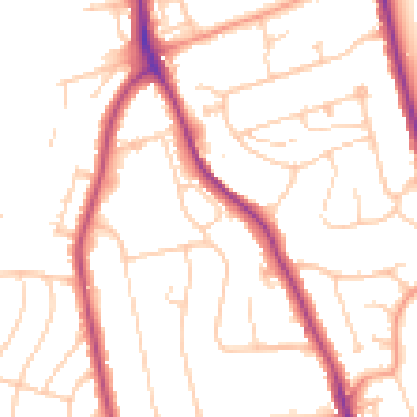 Daytime road noise heatmap for BN21 1XL