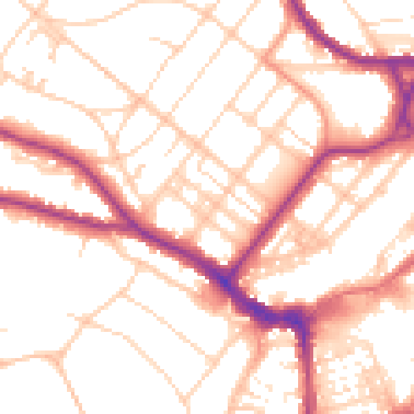 Daytime road noise heatmap for BN21 2AE