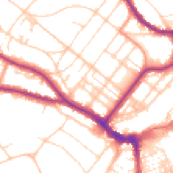 Daytime road noise heatmap for BN21 2AG