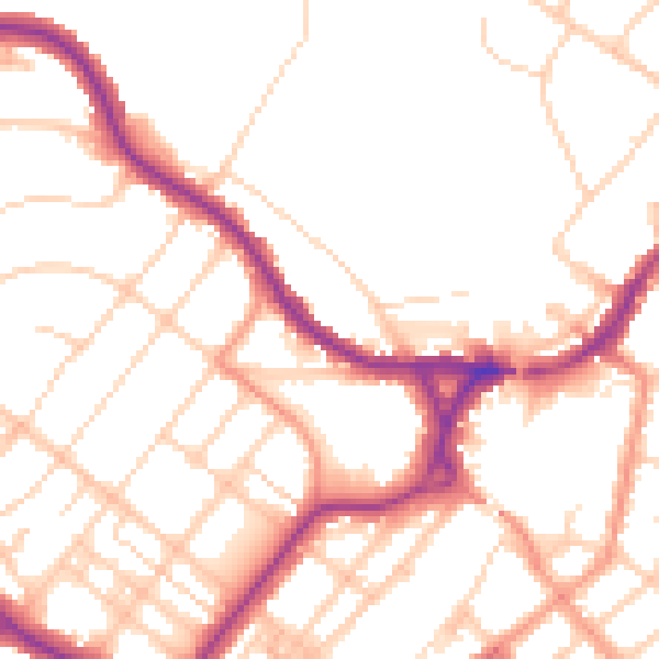 Daytime road noise heatmap for BN21 2BY