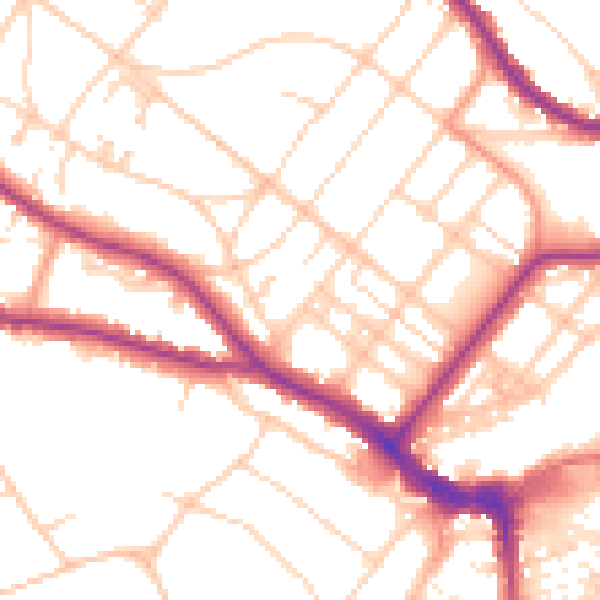 Daytime road noise heatmap for BN21 2DG