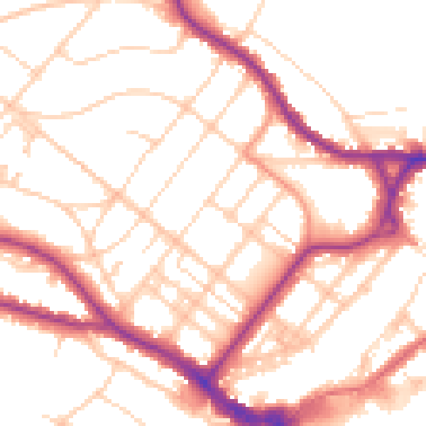 Daytime road noise heatmap for BN21 2DS