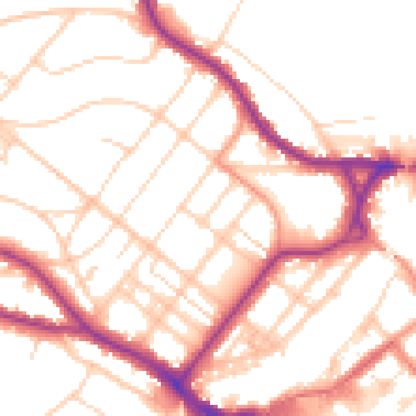 Daytime road noise heatmap for BN21 2DT
