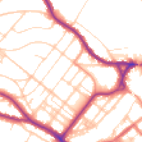 Daytime road noise heatmap for BN21 2DX