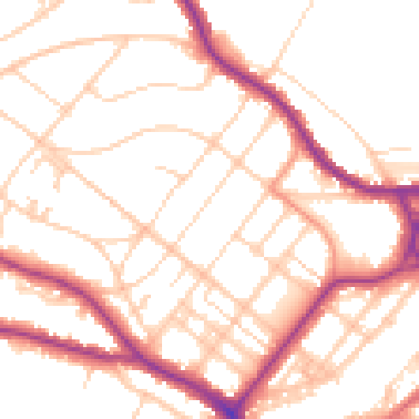 Daytime road noise heatmap for BN21 2EL