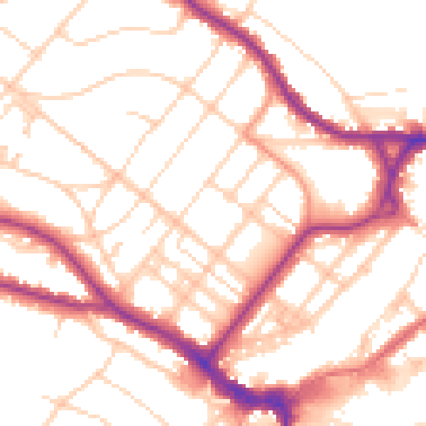 Daytime road noise heatmap for BN21 2GN