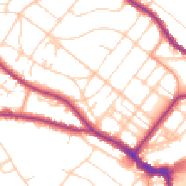 Daytime road noise heatmap for BN21 2HA