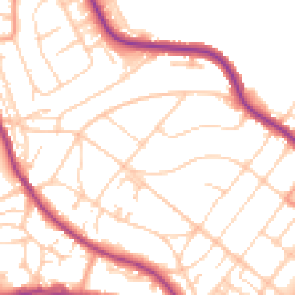 Daytime road noise heatmap for BN21 2HU