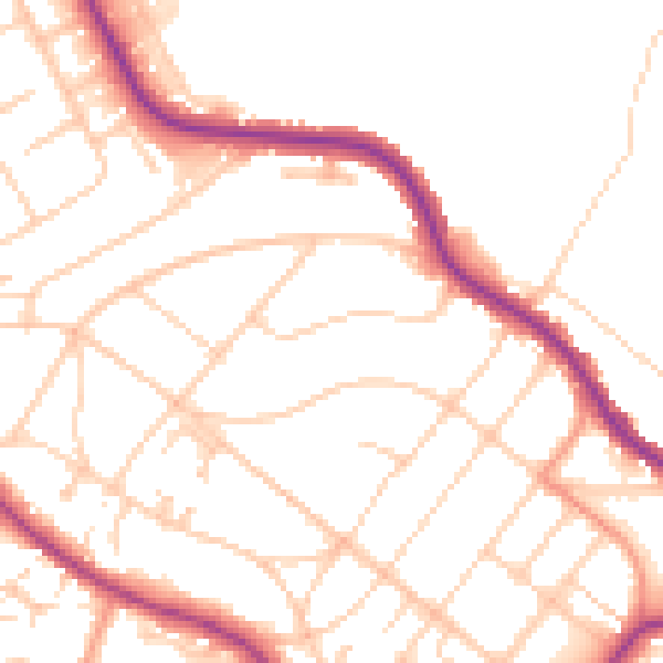 Daytime road noise heatmap for BN21 2HY