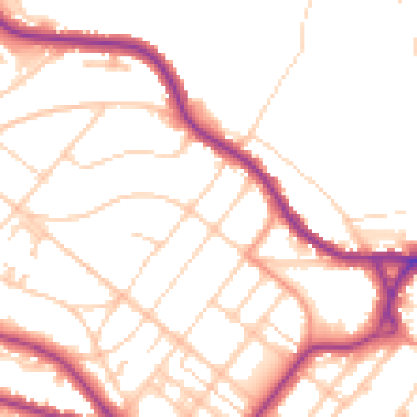 Daytime road noise heatmap for BN21 2JB