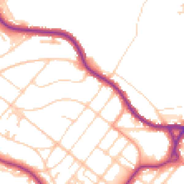 Daytime road noise heatmap for BN21 2JH