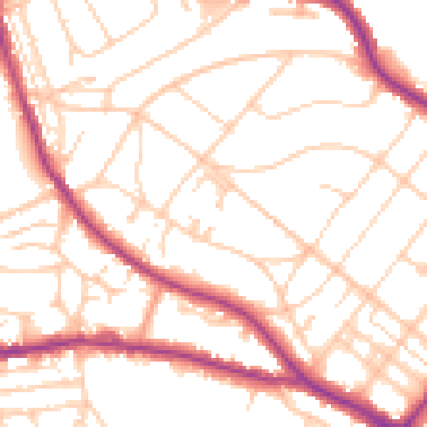 Daytime road noise heatmap for BN21 2JT