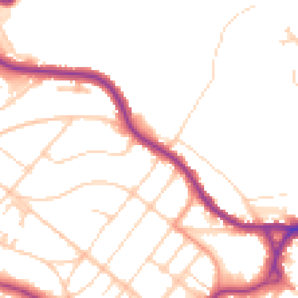 Daytime road noise heatmap for BN21 2NW