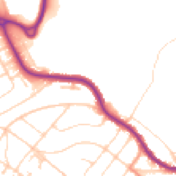 Daytime road noise heatmap for BN21 2NX