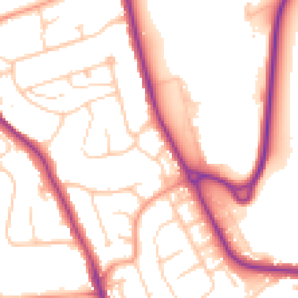 Daytime road noise heatmap for BN21 2QY