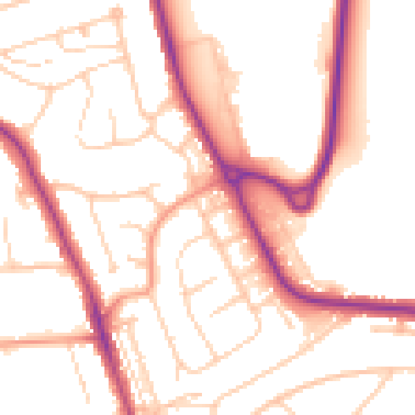 Daytime road noise heatmap for BN21 2RD