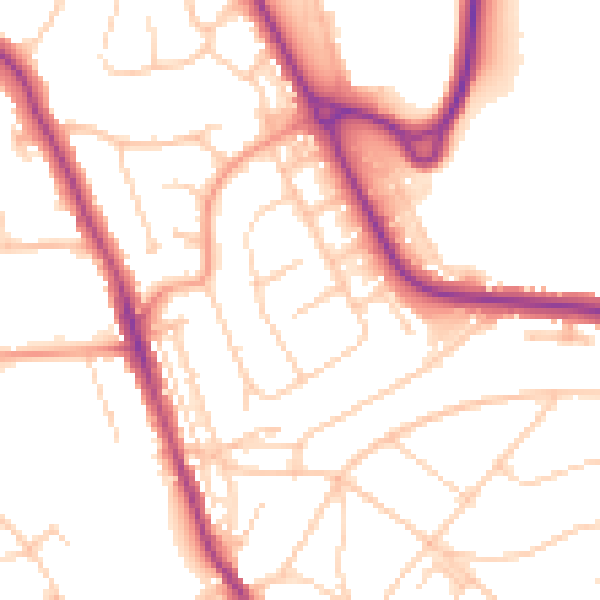 Daytime road noise heatmap for BN21 2RG