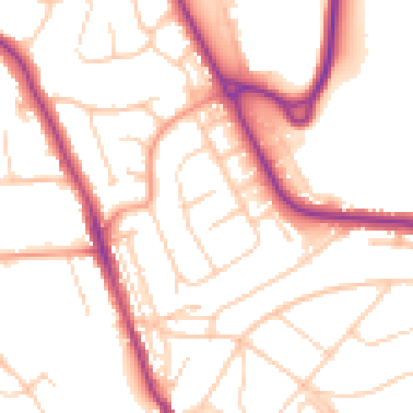 Daytime road noise heatmap for BN21 2RT