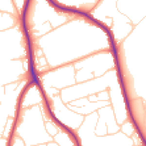 Daytime road noise heatmap for BN21 2SX