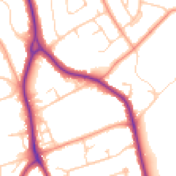 Daytime road noise heatmap for BN21 2UT