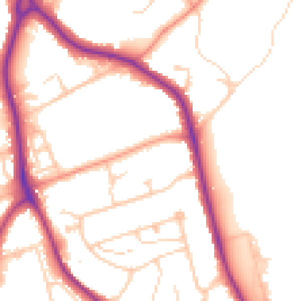 Daytime road noise heatmap for BN21 2XG