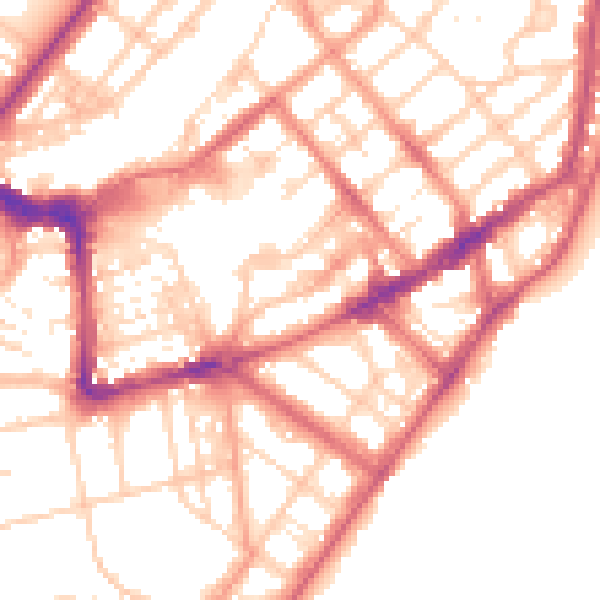 Daytime road noise heatmap for BN21 3BF