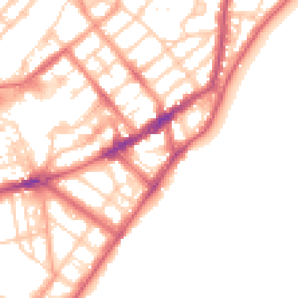 Daytime road noise heatmap for BN21 3DN