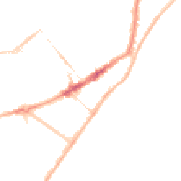 Night-time road noise heatmap for BN21 3DN