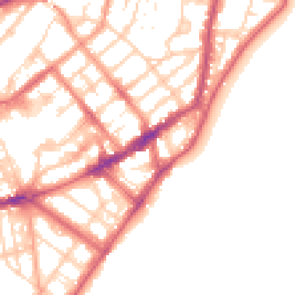 Daytime road noise heatmap for BN21 3EJ