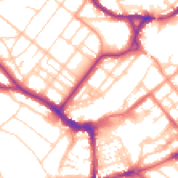 Daytime road noise heatmap for BN21 3RB