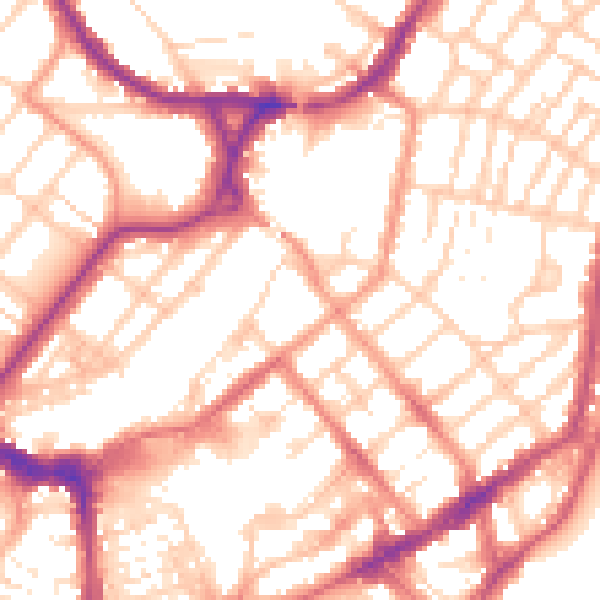 Daytime road noise heatmap for BN21 3TU